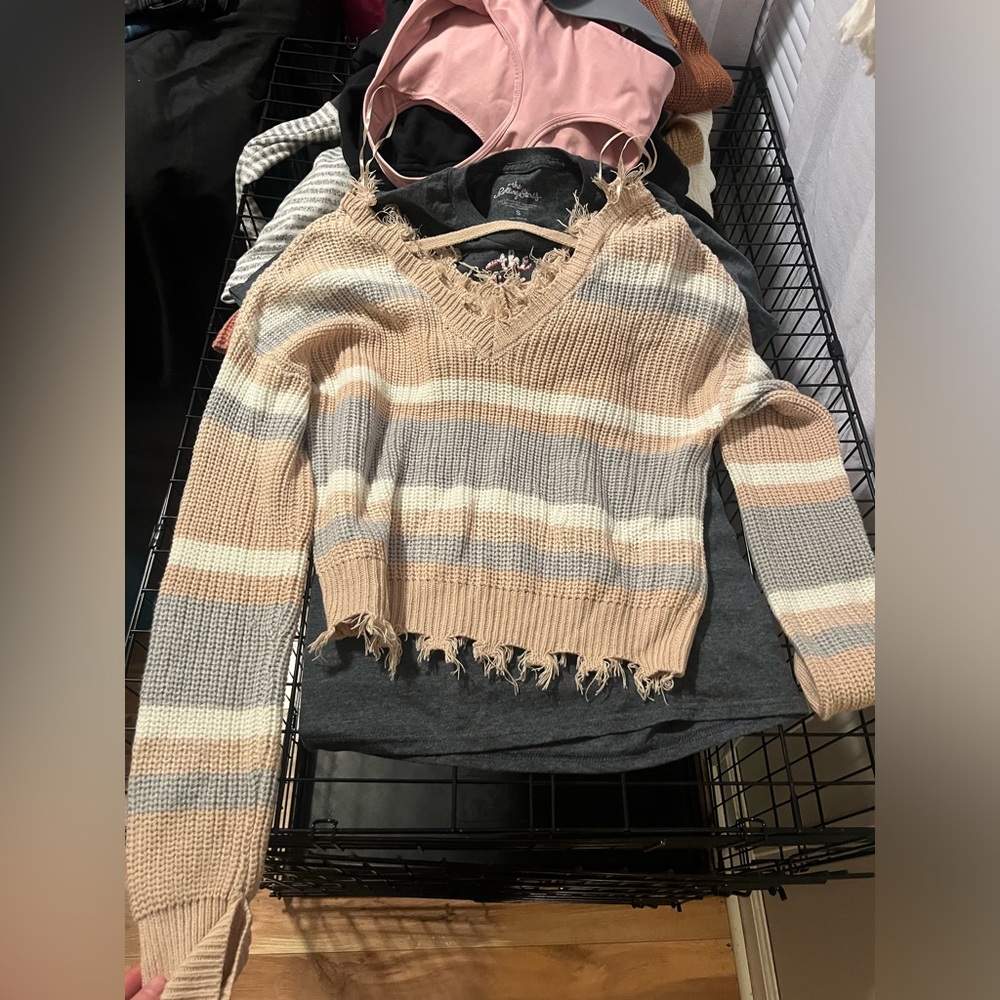 Rue 21 Cropped Distressed Sweater